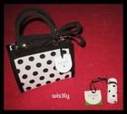     nwt Kate Spade X Target Black white Polka Dot Knit Crossbody   Lipstick Charm