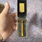 Vintage Gillette Gold Tone Safety Razor W  Case   Blade Box W  Razor Blades