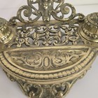 Vintage Antique Japan Brass Double Sided Inkwell Art Nouveau Beautiful Ornate 
