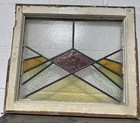 Antique Art Deco Era Geometric Old Stained Glass Architectural Salvage Window