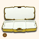 Stratton England Sunburst Enamel Floral Pill Box     Triple Compartment