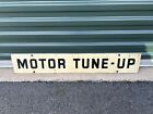 Vintage Metal Tin Sign Garage Motor Tune Up Double Sided Original 36x6    Rare