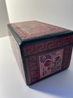 Vintage Hand Carved Lacquer Box Olinala Guerra Mexico- Deer Birds Butterflies