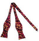 Men s Bow Tie Magenta And Colorful Floral With Matching Handkerchief Self Tie