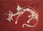 Vintage Hand Blown Art Glass Cat And Mouse Clear Figurine 5  Long