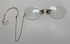 Set Of 2 Antique Pince Nez Eye Glasses With Original Cases Eye Cloths Rimless