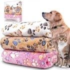 3 Pack Pet Blanket  Soft Plush Paw Print Dog Blanket Washable 41 X 31