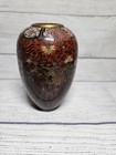 Vintage Japanese Small Copper Vase W  Enamel Coating - 5  - Dragons  Birds