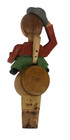Wooden Bottle Stopper Articulated Man Tipping Hat Keg Mechanical Video Vintage