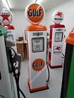 New Gulf Reproduction Gas Pump - Antique Oil Replica  white   Orange  Free Ship 