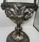 Meriden B Company No  40 Gothic Chalice Cannabis Leaf Goblet Rustic Decor Silver