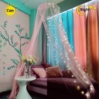 Bed Canopy Mosquito Net With 250pcs Warm White Curtain Lights  For Girls Room   