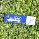 Sunrise Surf Shop Galveston Texas Bumper Sticker - Blue Vintage Style Vinyl 70s