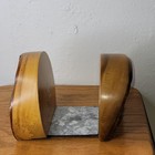 Vtg 60s Handmade Live Edge Bark Oregon Myrtlewood Bookends Mid Century Modern 