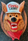 Vtg Coors Light Beer Wolf 3-d Face Sign Bar Pub Man Cave Decor 14   x10    1987