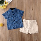 Toddler Baby Boys Short Sleeve Button Print Tops Shorts Outfit Summer Clothes