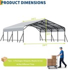 20x20ft Carport With Galvanized Steel Roof Reinforced Metal Carport For Cars