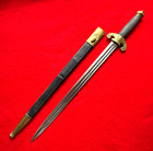 Rare Original 19th C  French Second Empire Navy Officer s Dagger     Leather Scab
