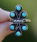 Old Pawn Navajo Native American Indian Sterling Silver Turquoise Ring - Size 5