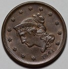 1841 Braided Hair Liberty Head Large Cent  n-6  - Scratched - Us 1c Copper Coin
