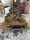 Antique Art Nouveau Inkwell Cast Bronze brass