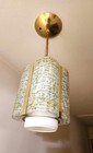 Mid Century Modern Brass Murano Glass Pendant  Hanging Lamp Perfect Condition
