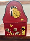 Vintage Thermos Red Barn Farm House  Lunchbox   No Thermos Included  Vivid Color