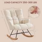 Saetsfeg Nursery Glider Rocking Chair Ivory Teddy Fabric Padded Arm High