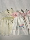 Lot 2 Vtg Mayfair Cottagecore Baby Girl Dresses Smocked Floral Bird Embroidery