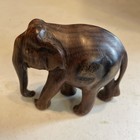Vintage Wooden Elephant Statue Hand Carved Solid Wood No Tusks 