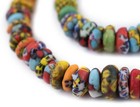 House Medley Fused Rondelle Recycled Glass Beads 11mm Ghana African Multicolor