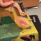 Vintage Wind-up Toy Girl With Parasol  Goose  Tin Base  No Key Poor Condition