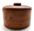 Vintage Hand Turned Wooden Box With Lid Trinket Box 3 75  Diameter