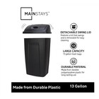 Mainstays Kitchen Trash Can  13 Gallon Plastic Garbage Bin With Swing Top Lid