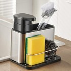 Dish Soap Dispenser 3-in-1 Sponge Holder For Kitchen Sink Stainless Steel  Ru   