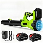 Cordless Leaf Blower 650cfm 280mph   6 Speed Levels Electric W 2 Batteries 4 0ah