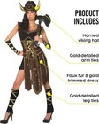 Womens Viking  Costume   Helmet Ladies Barbarian Warrior Princes Dress Halloween