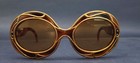 Vintage French Oversized Round Sunglasses Brown Tortoise Art Deco France