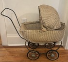 Antique Vintage South Bend Toy Wicker Baby Doll Carriage Pram Stroller  - 26 