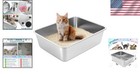 Stainless Steel Cat Litter Box With High Sides  Extra Large Open Metal Litter Pa