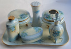 11 Pc Forget Me Knot Porcelain Hand Painted Vanity Dresser Set W Hatpin Holder