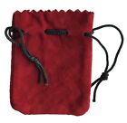 4 Red Genuine Suede Leather 3  Drawstring Pouch Bag Jewelry Coin Renaissance