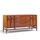 Broyhill Brasilia Mid Century Walnut And Brass Credenza And Hutch