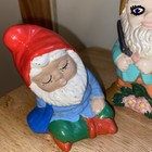 Set Of 6 Vintage 70   s Ceramic Garden Gnomes - Lawn Dwarves Lot Shelf Sitters