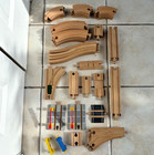 Wooden Train Track Lot Of 50pc Expansion Set Curves Switches Crossing And More