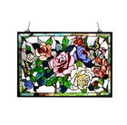 Floral Tiffany Style Stained Glass Hanging Window Panel Rose Flower Design