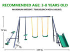 Metal Playground Swing Set Outdoor Kids Backyard Play W slide  Glider   Slide