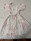Vintage Bonnie Jean Girls Dress Size 10 Pink Floral Lace Collar Bow Usa