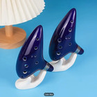 12-hole Blue Ceramic Ocarina - Polished Surface  Ergonomic Design For Smooth 
