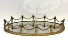 Vintage Gilt Gold Ormolu Mirrored Oval Vanity Tray Cherubs Putti